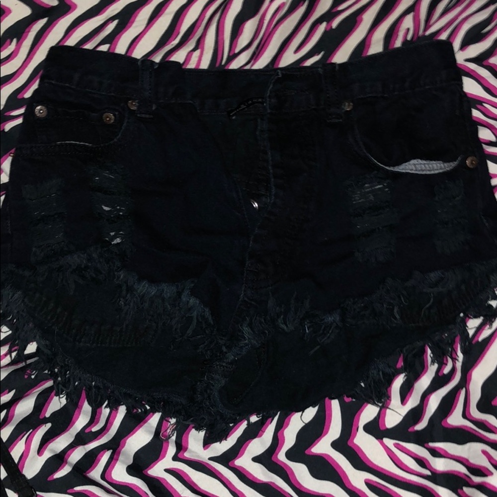 Black jean shorts